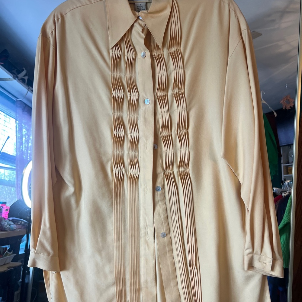 Hype Men's Elegant Gold Dress Shirt